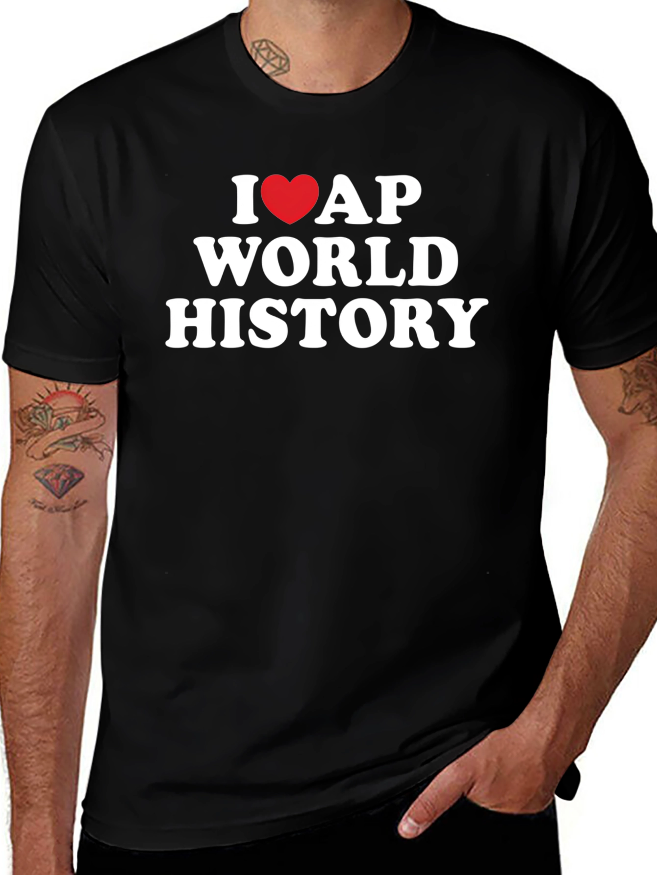 I Love AP World History Black T-Shirt