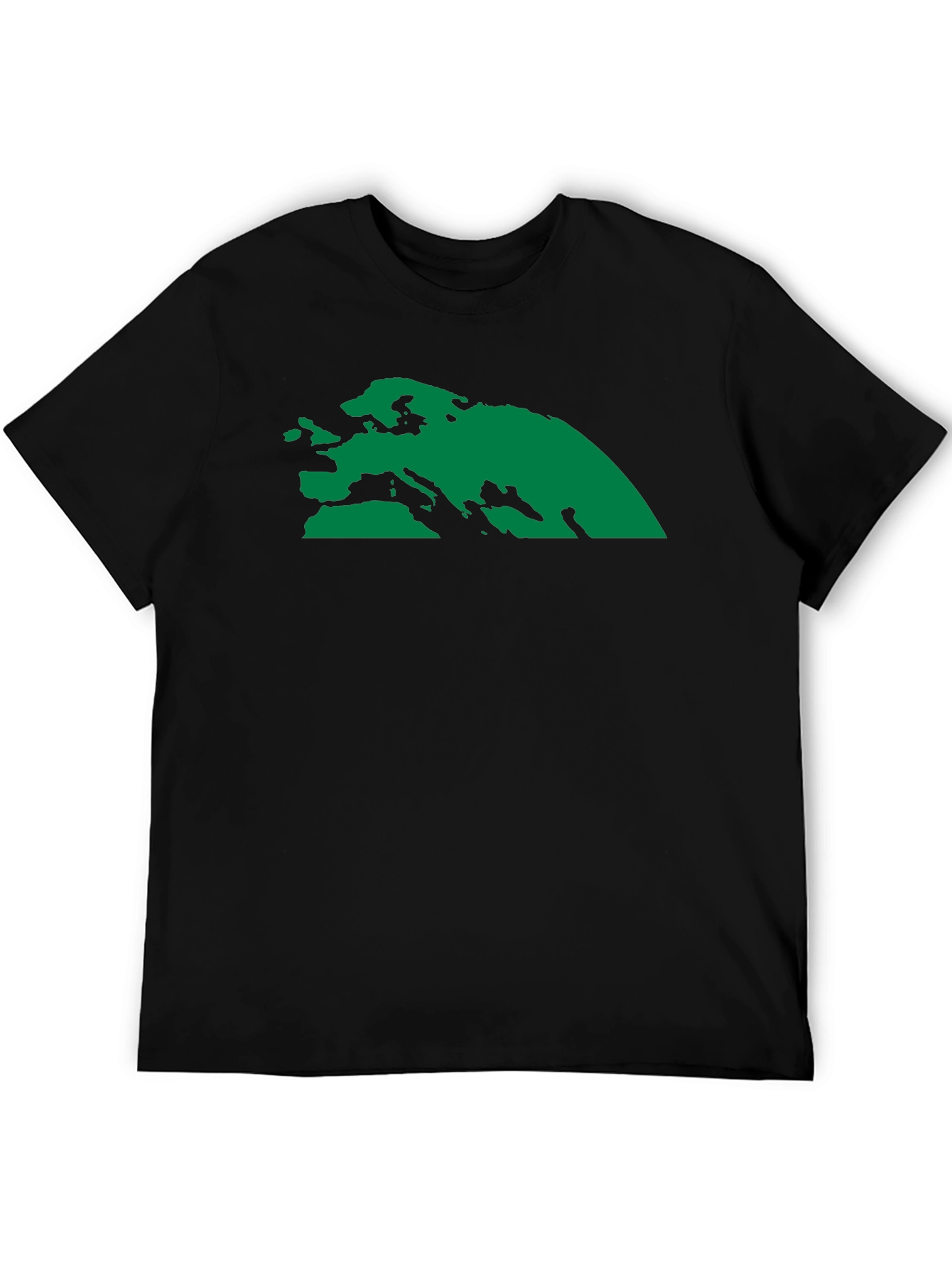 Black T-Shirt with Green Continent Graphic