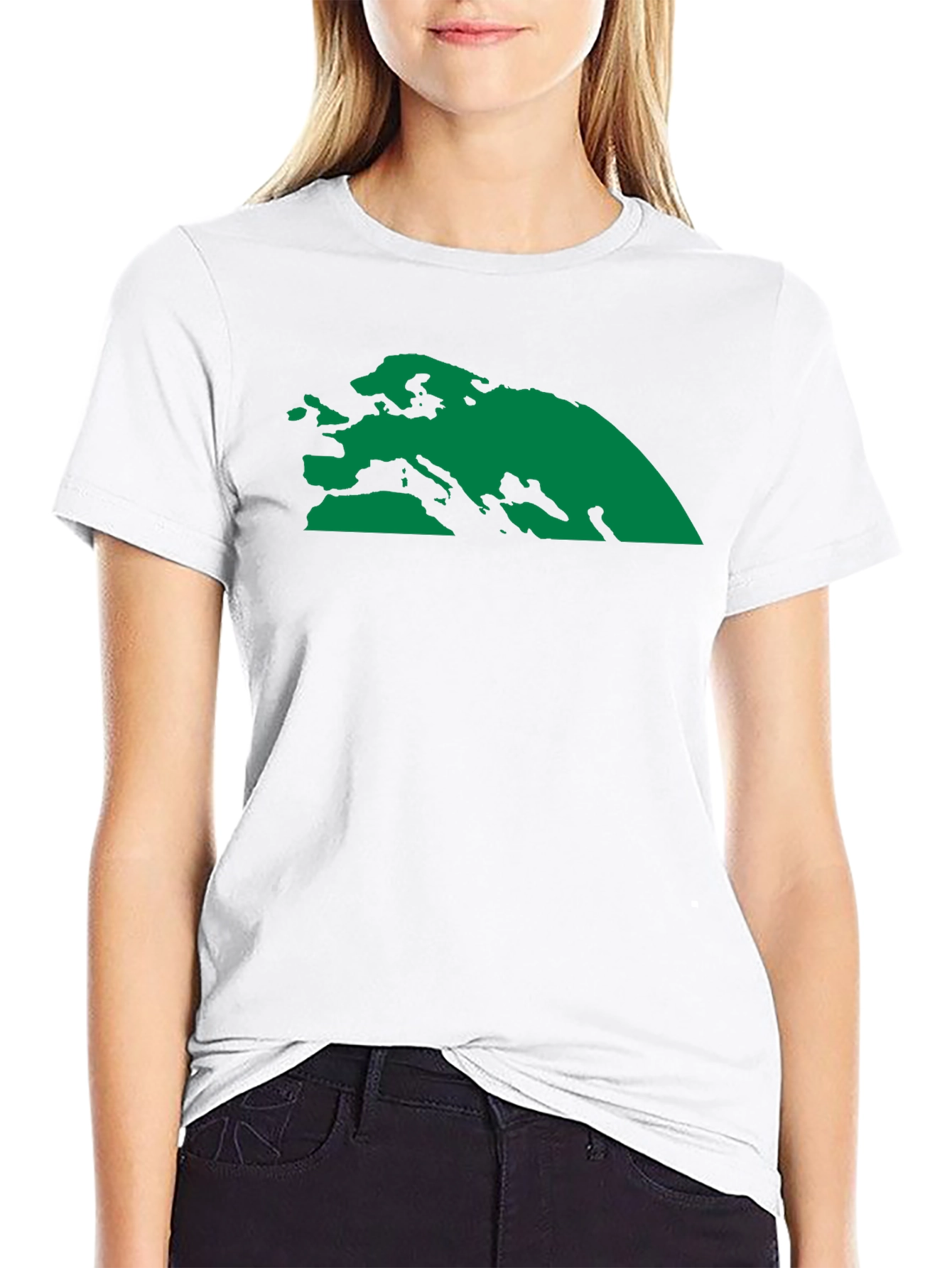 Black T-Shirt with Green Continent Graphic