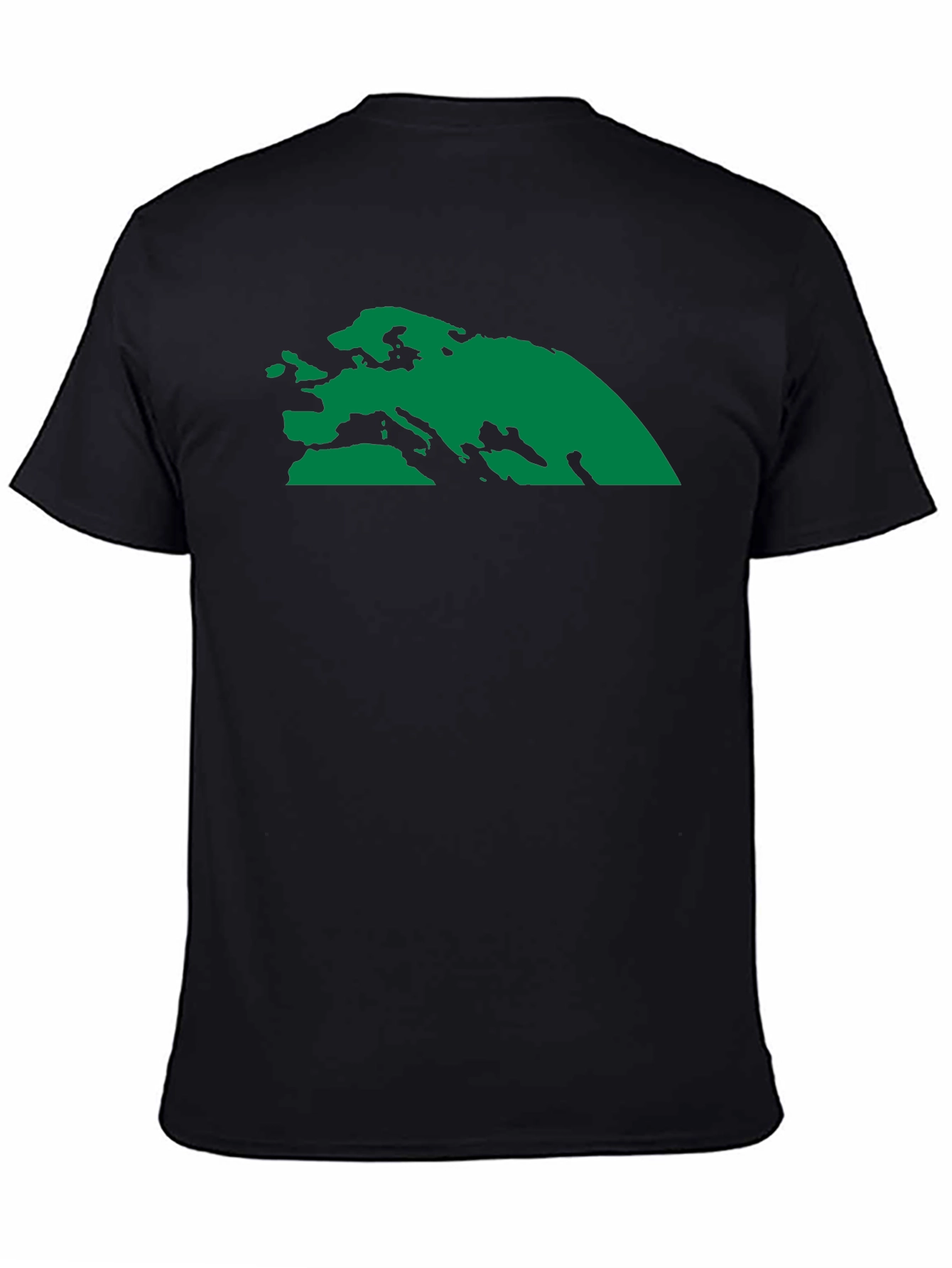 Black T-Shirt with Green Continent Graphic