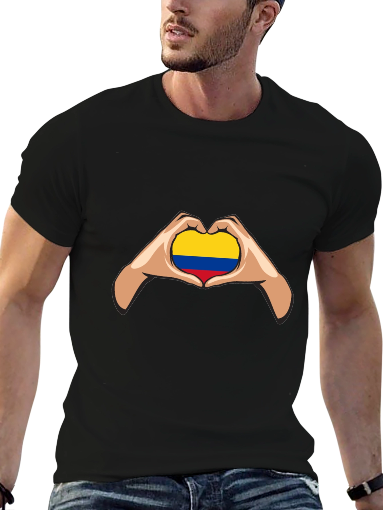 Colombian Flag Heart Hands Graphic Tee