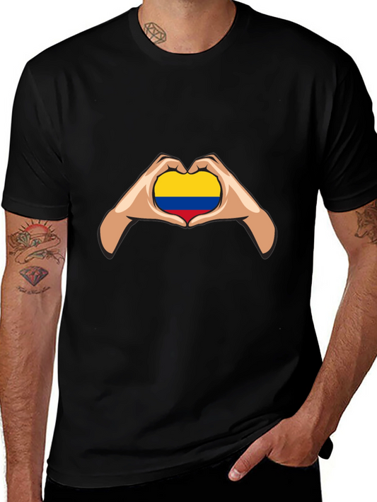 Colombian Flag Heart Hands Graphic Tee