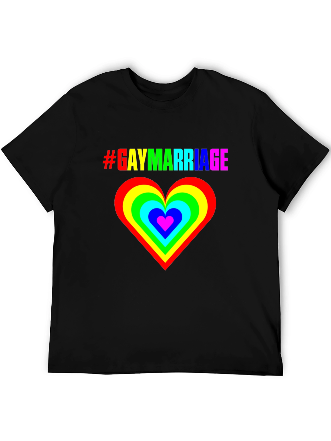 Gay Marriage Pride T-Shirt - Rainbow Heart Graphic Tee