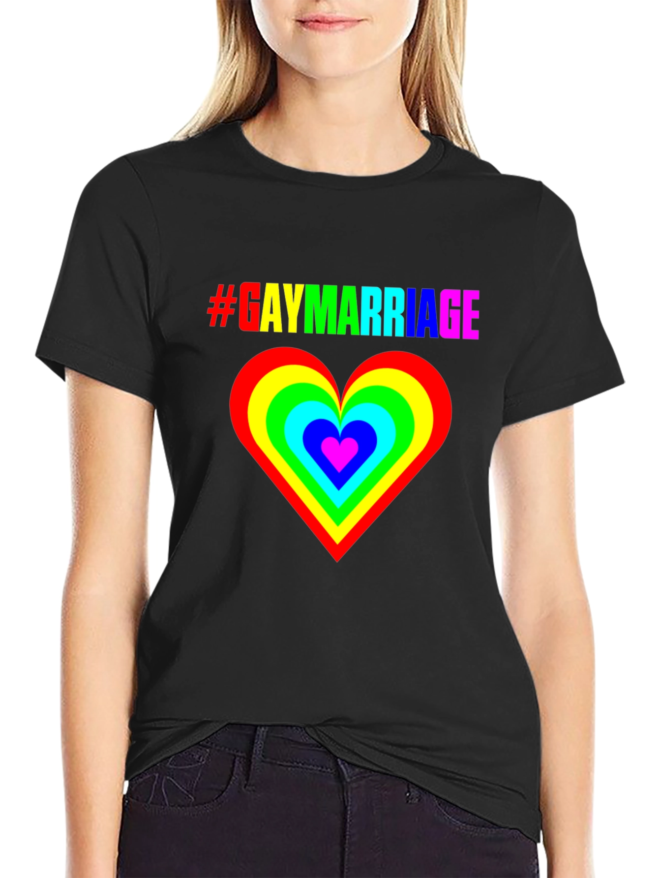 Gay Marriage Pride T-Shirt - Rainbow Heart Graphic Tee