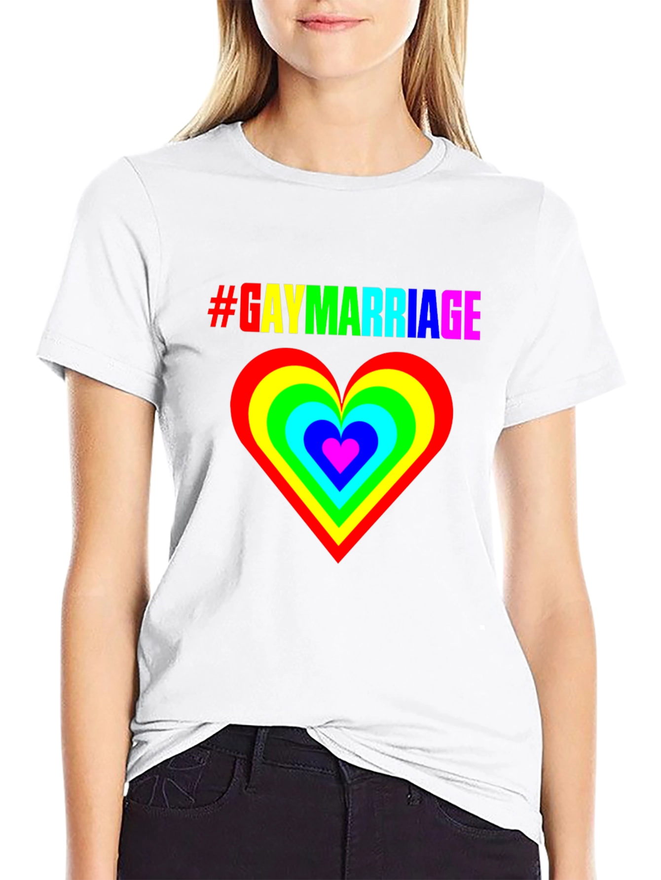 Gay Marriage Pride T-Shirt - Rainbow Heart Graphic Tee
