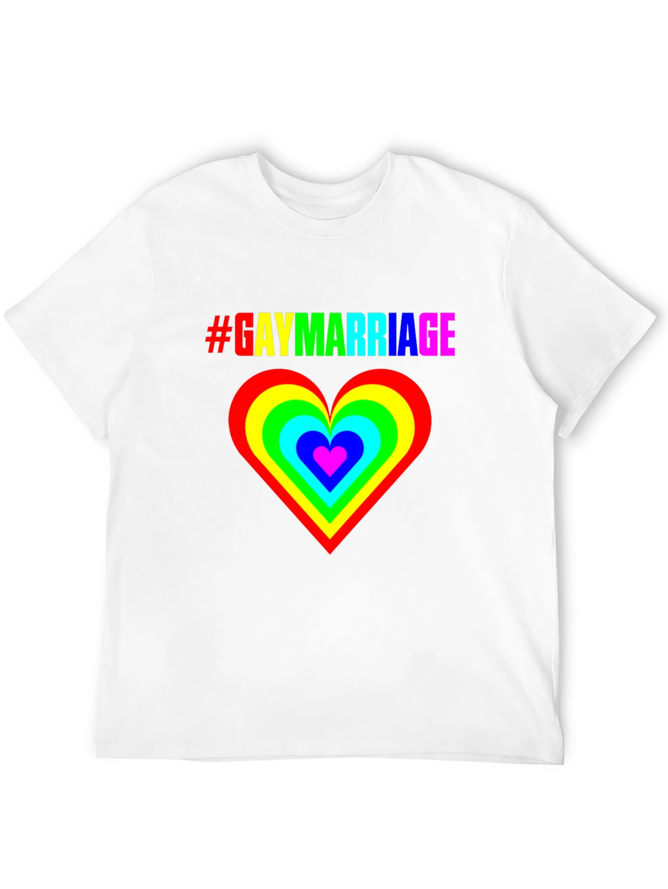 Gay Marriage Pride T-Shirt - Rainbow Heart Graphic Tee