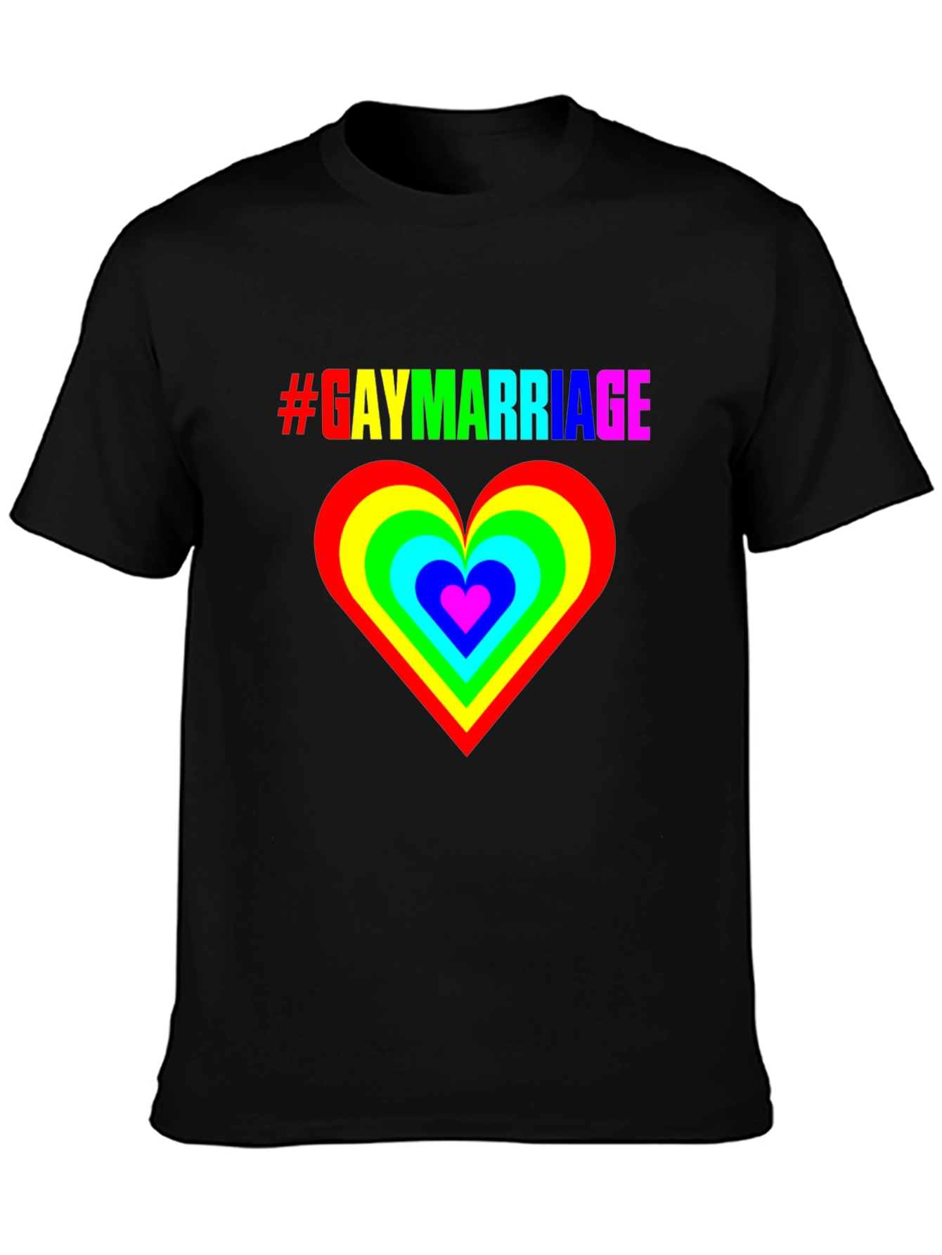 Gay Marriage Pride T-Shirt - Rainbow Heart Graphic Tee