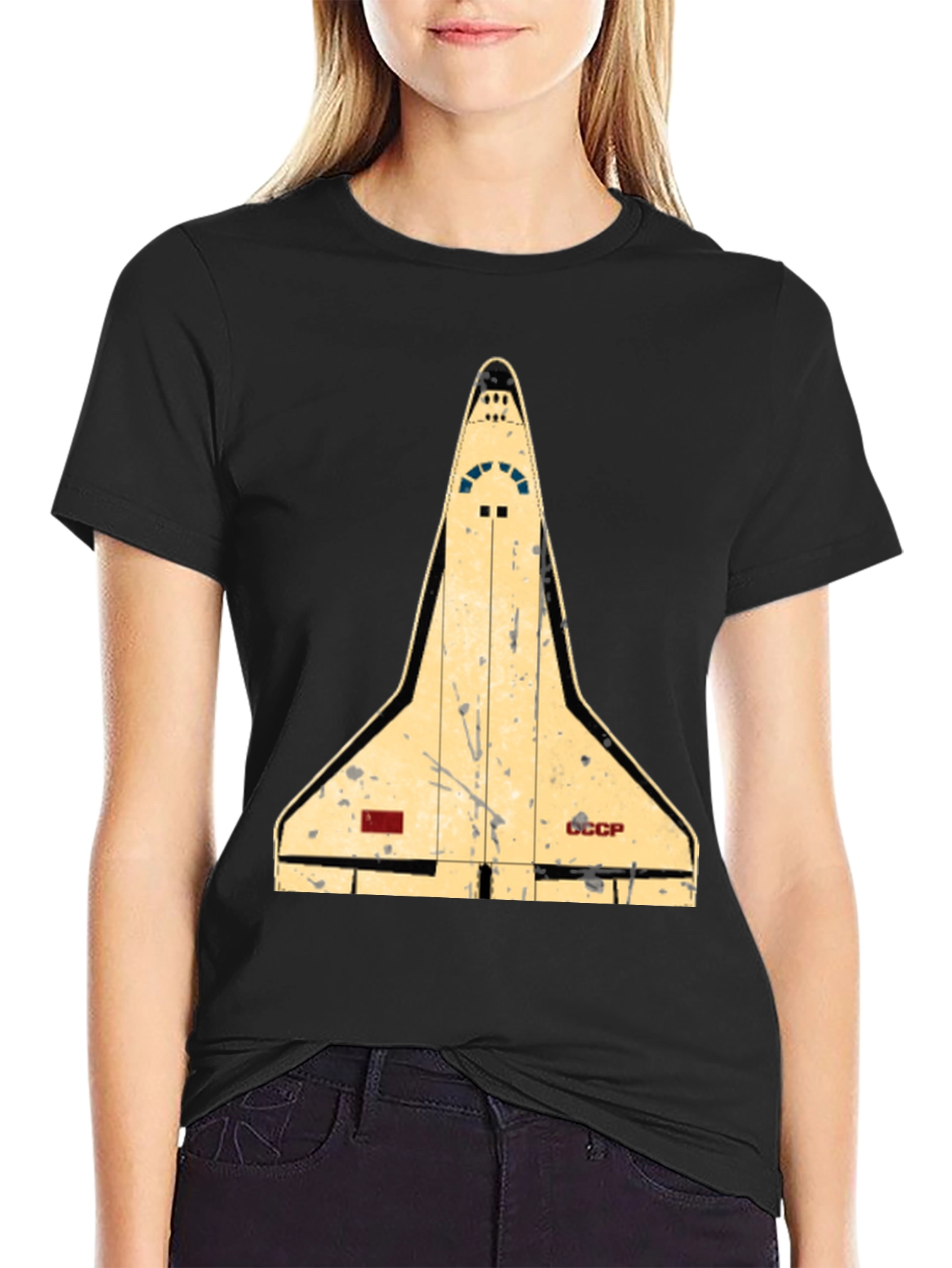 Retro Space Shuttle T-Shirt - Black
