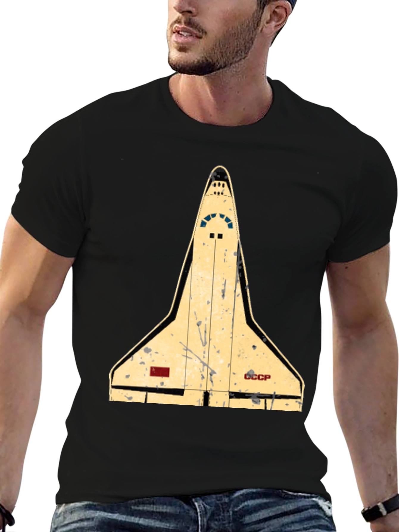 Retro Space Shuttle T-Shirt - Black