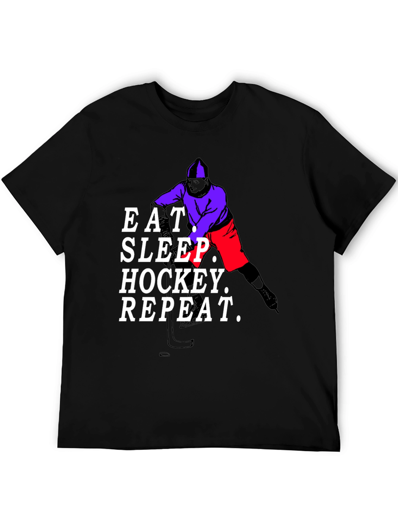 Eat Sleep Hockey Repeat Black T-Shirt