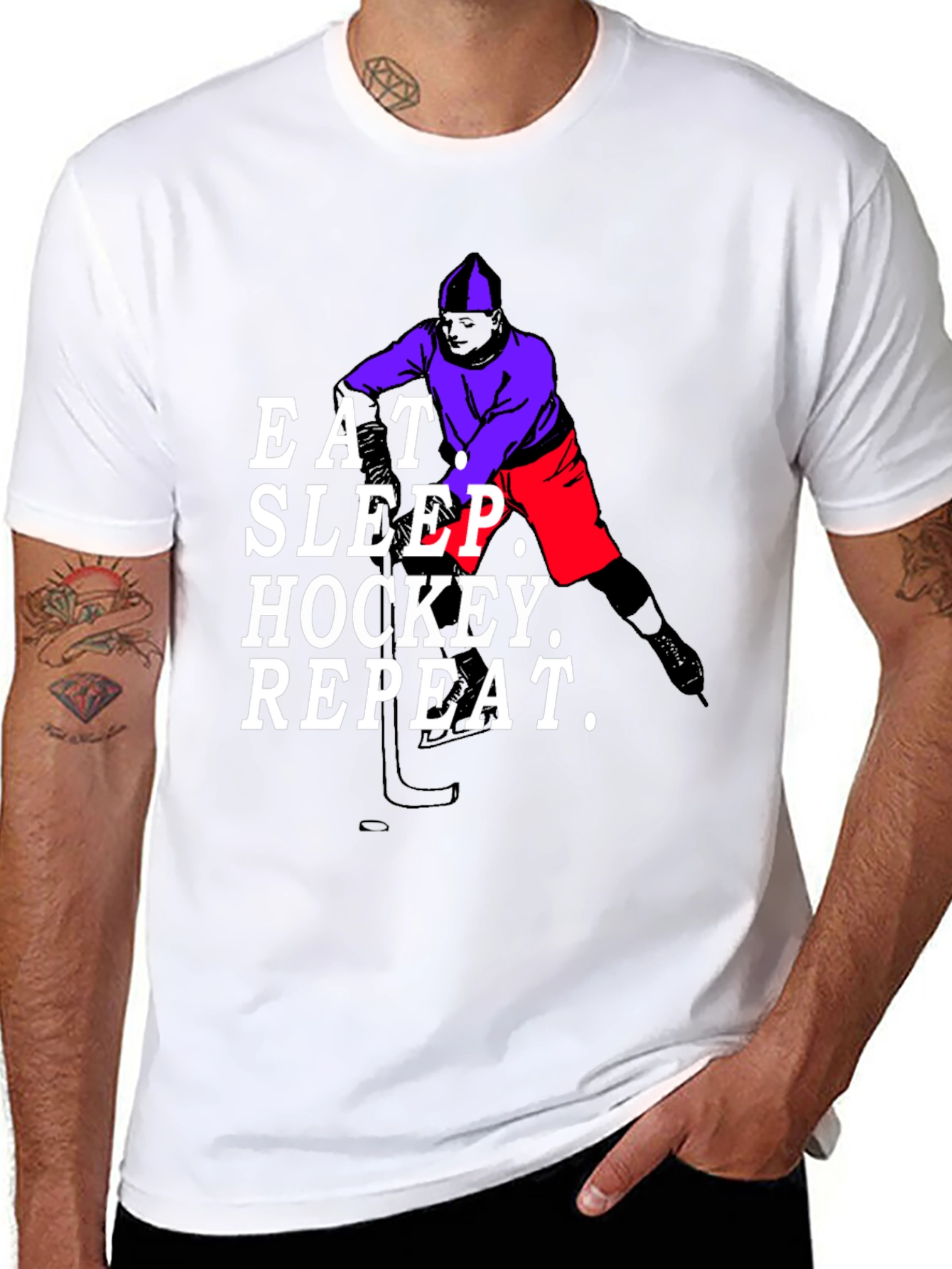 Eat Sleep Hockey Repeat Black T-Shirt