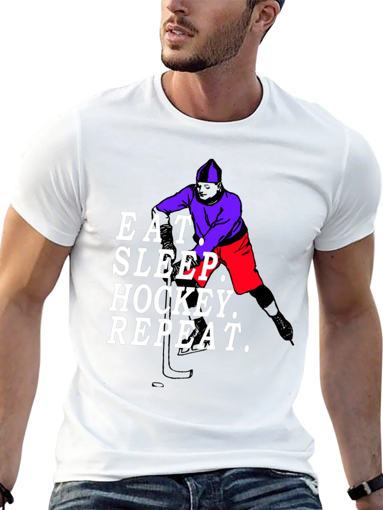 Eat Sleep Hockey Repeat Black T-Shirt