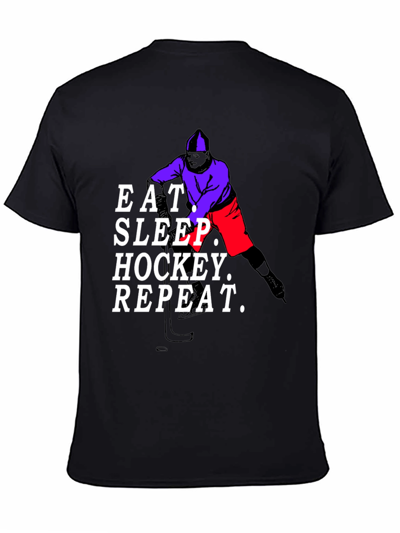 Eat Sleep Hockey Repeat Black T-Shirt