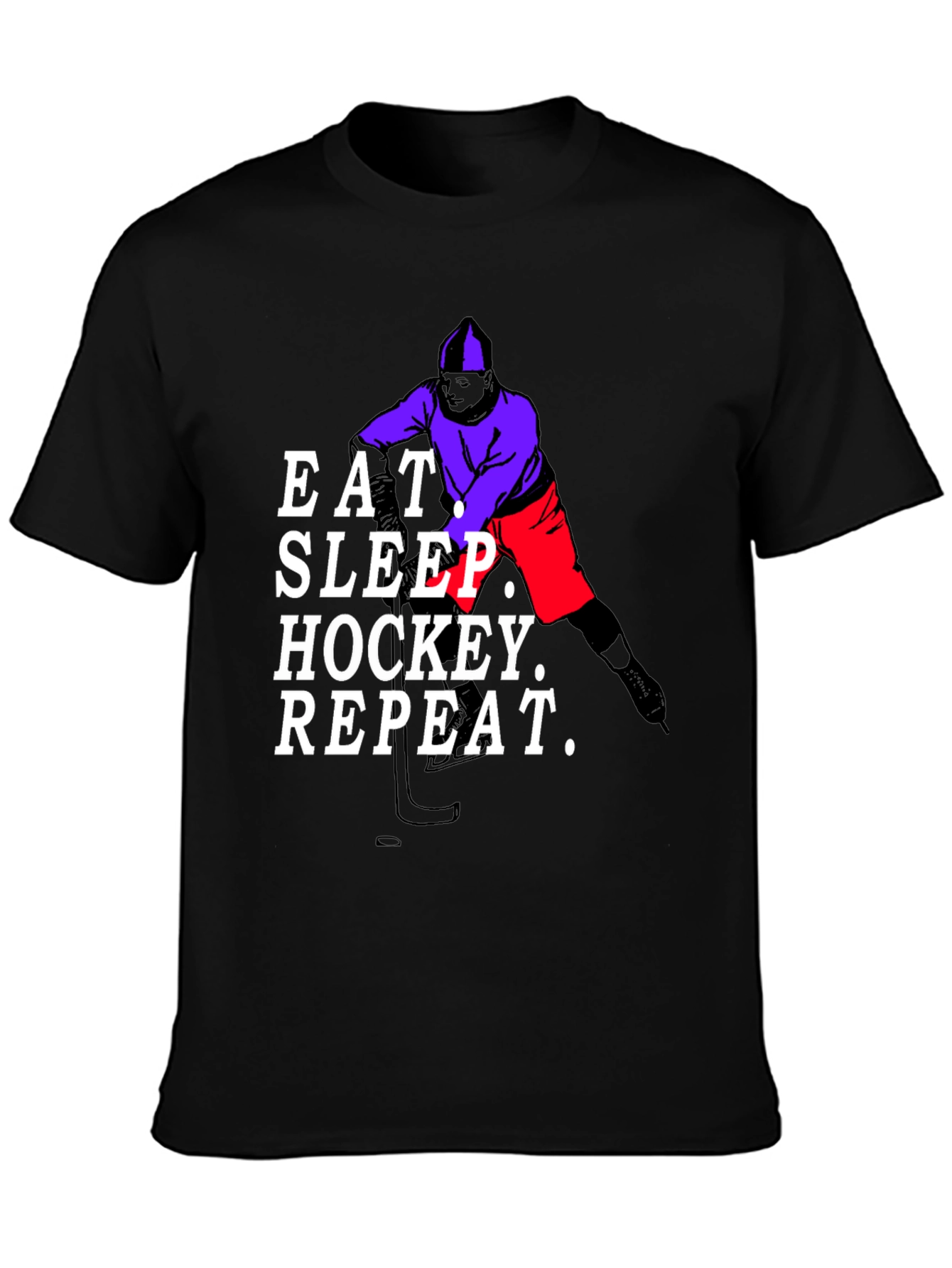 Eat Sleep Hockey Repeat Black T-Shirt