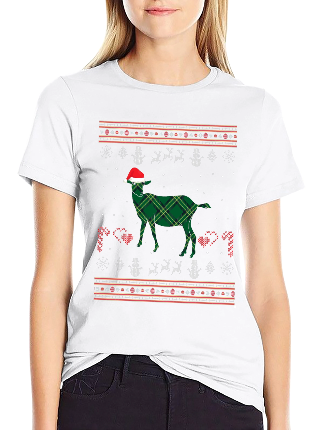 Festive Goat Christmas Pattern T-Shirt