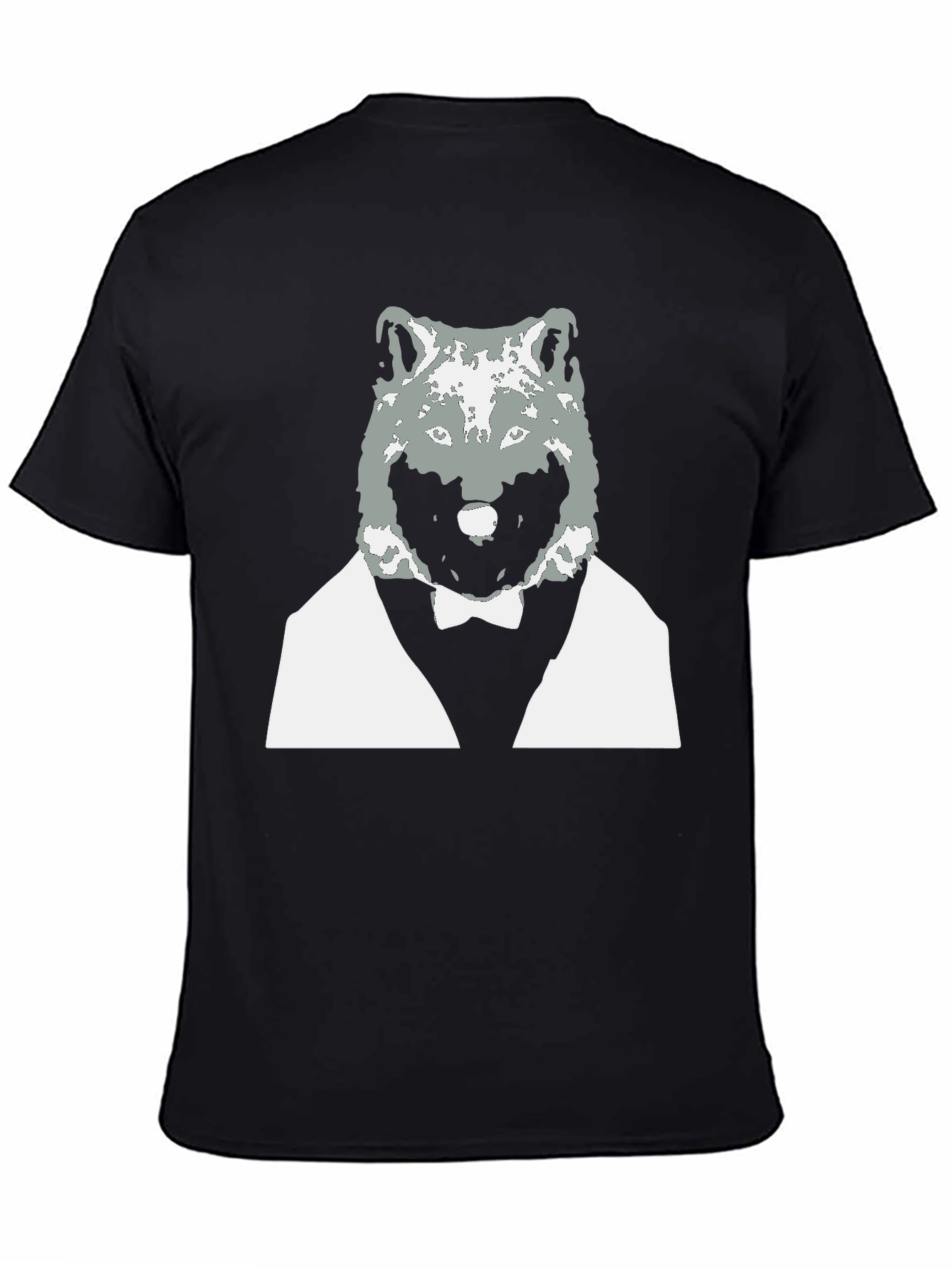 Wolf in Suit Graphic Tee - Cool Black T-Shirt