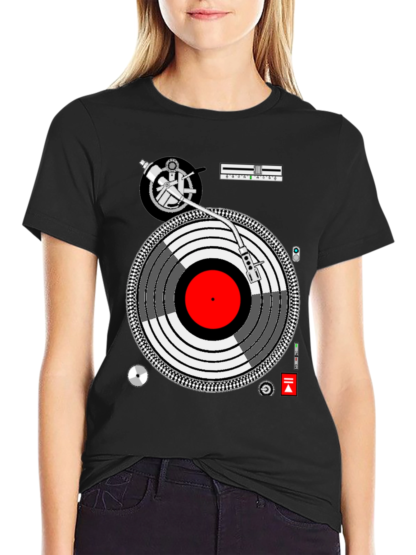 DJ Turntable Graphic Tee - Music Lovers Black T-Shirt