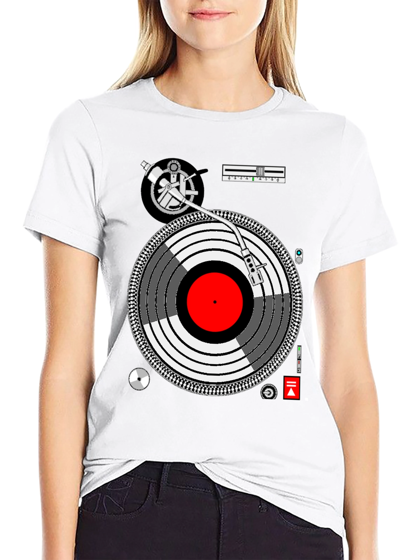 DJ Turntable Graphic Tee - Music Lovers Black T-Shirt