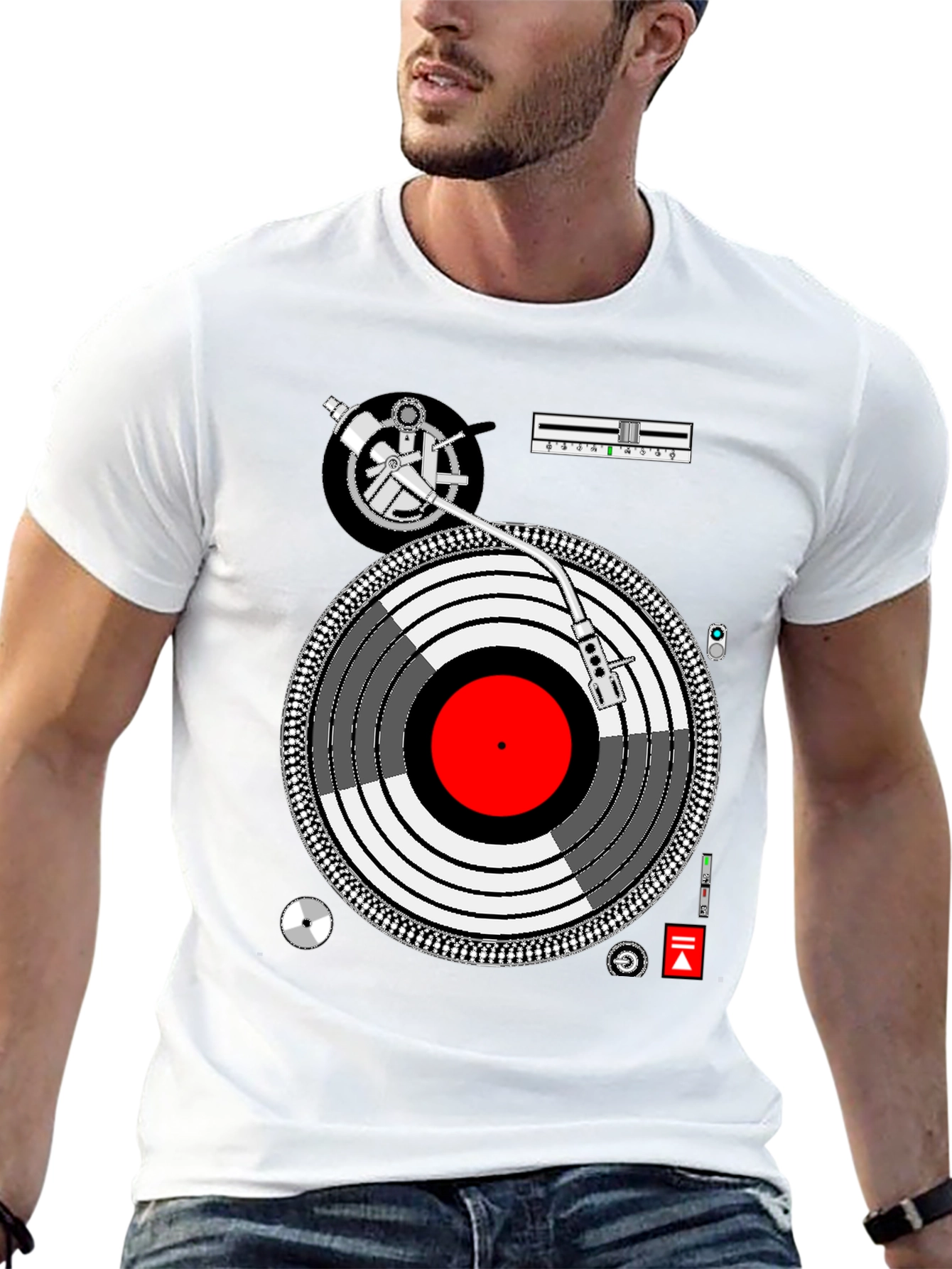 DJ Turntable Graphic Tee - Music Lovers Black T-Shirt
