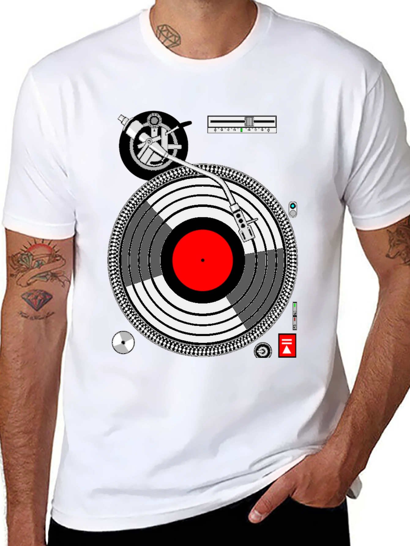DJ Turntable Graphic Tee - Music Lovers Black T-Shirt