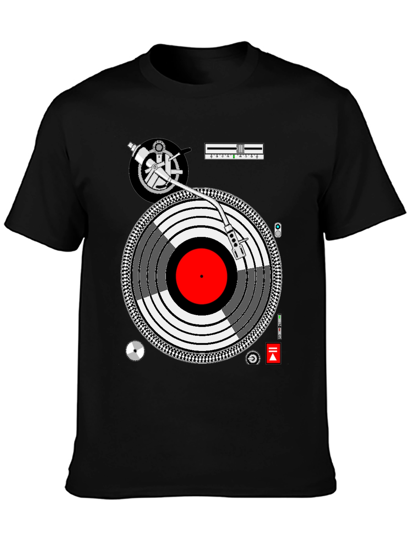 DJ Turntable Graphic Tee - Music Lovers Black T-Shirt