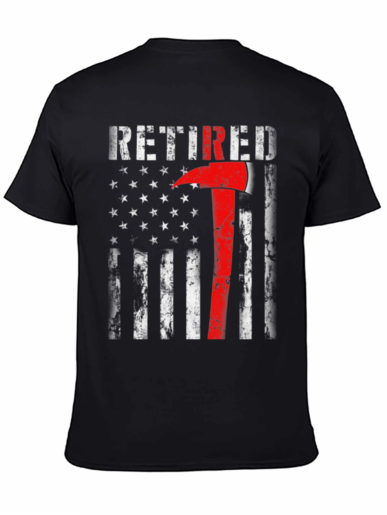 Retired Firefighter Axe American Flag T-Shirt