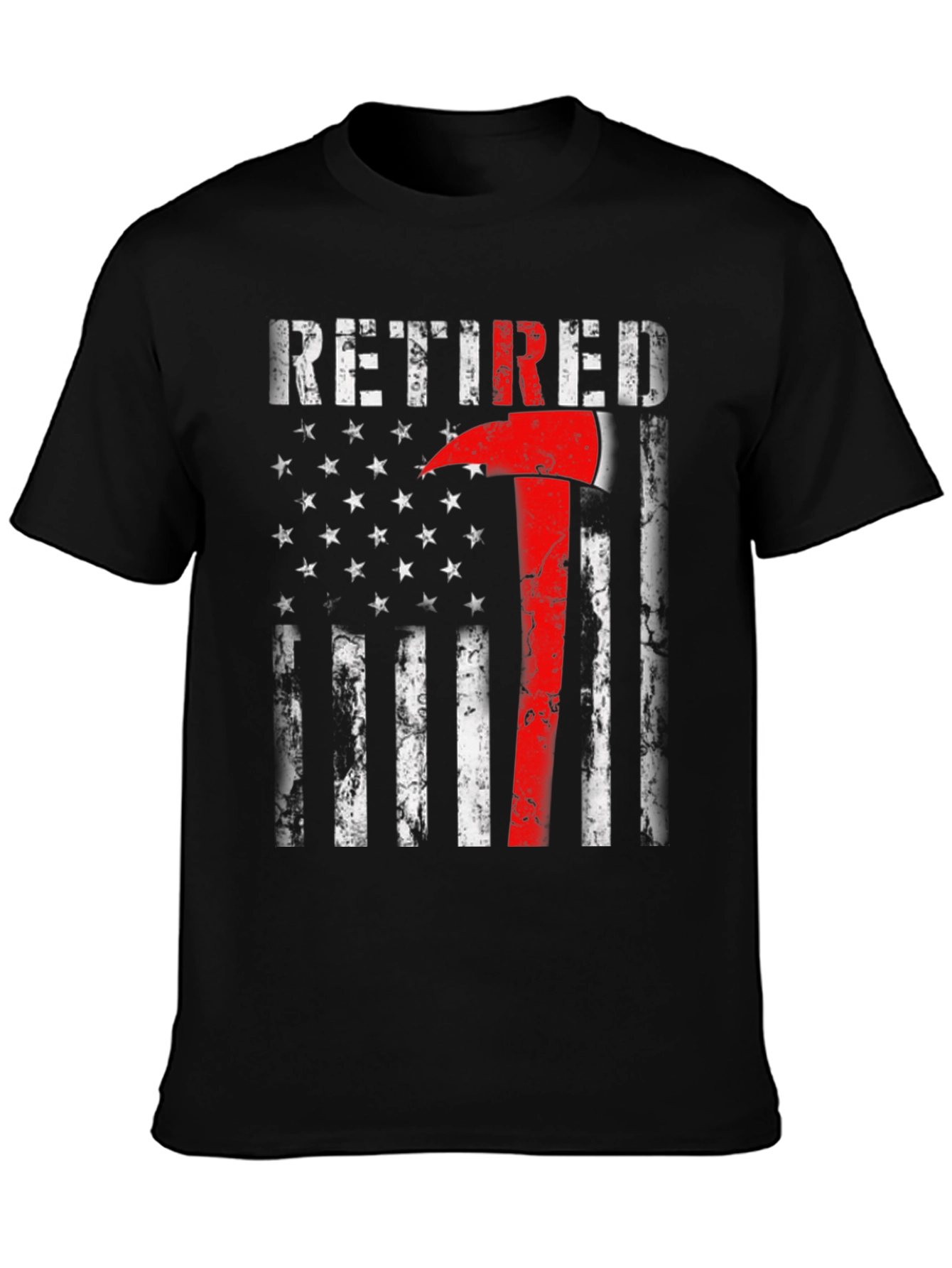Retired Firefighter Axe American Flag T-Shirt