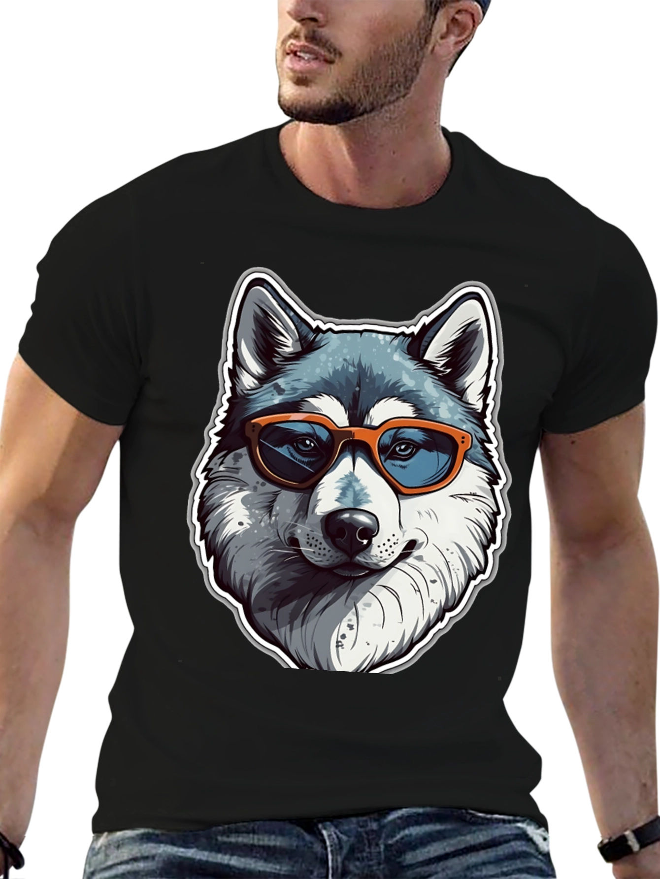 Cool Husky Graphic Tee - Black T-Shirt