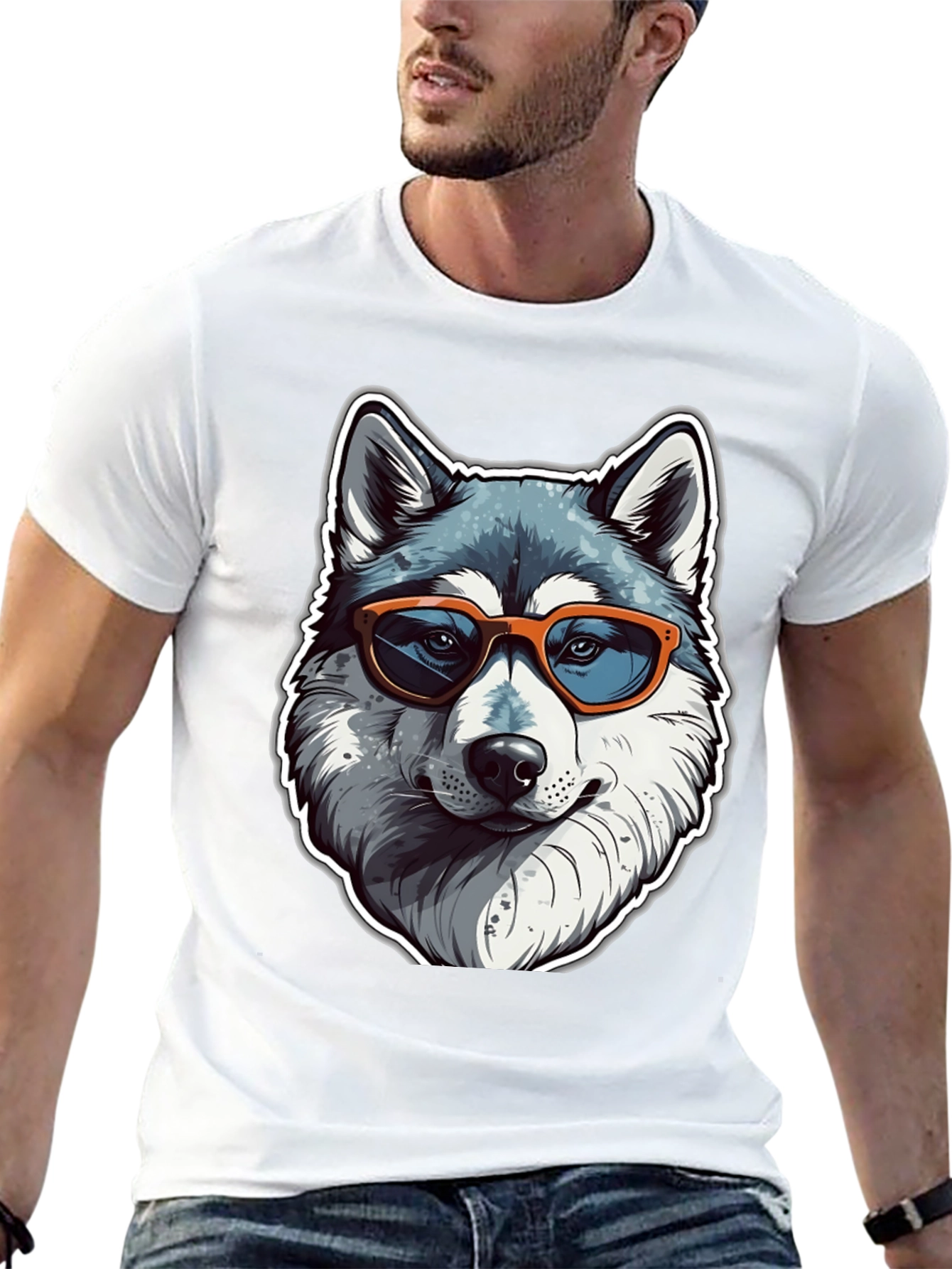 Cool Husky Graphic Tee - Black T-Shirt