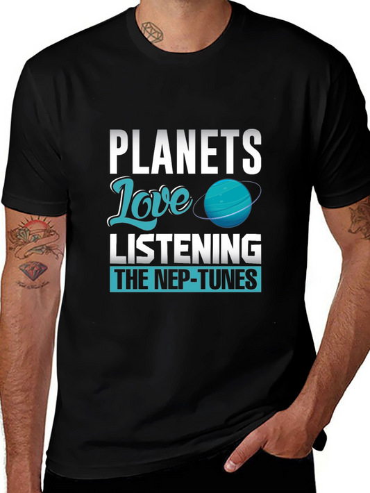 Planets Love Listening T-Shirt - Nep-Tunes Music Tee