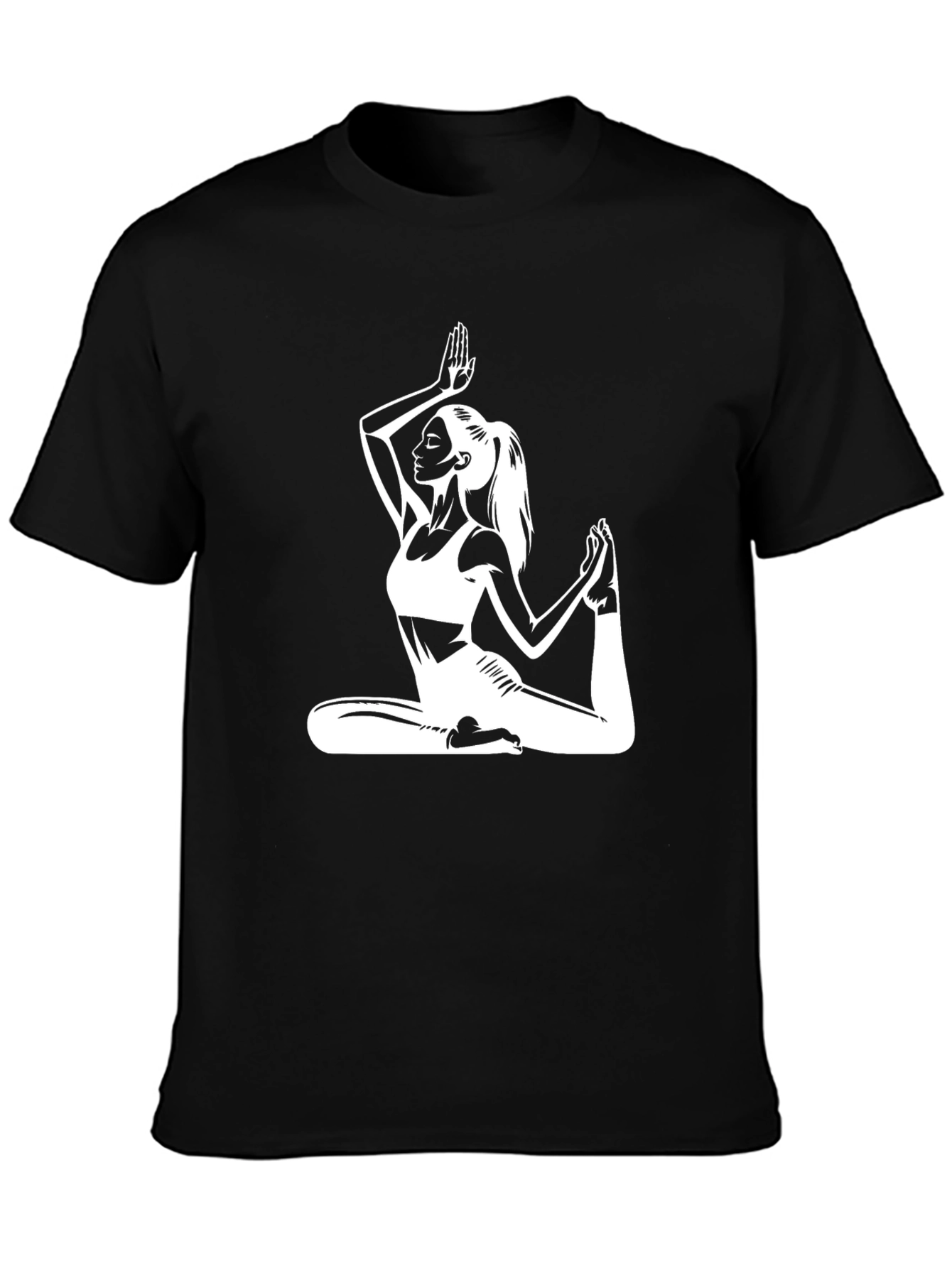 Yoga Pose Graphic Tee - Black Cotton T-Shirt