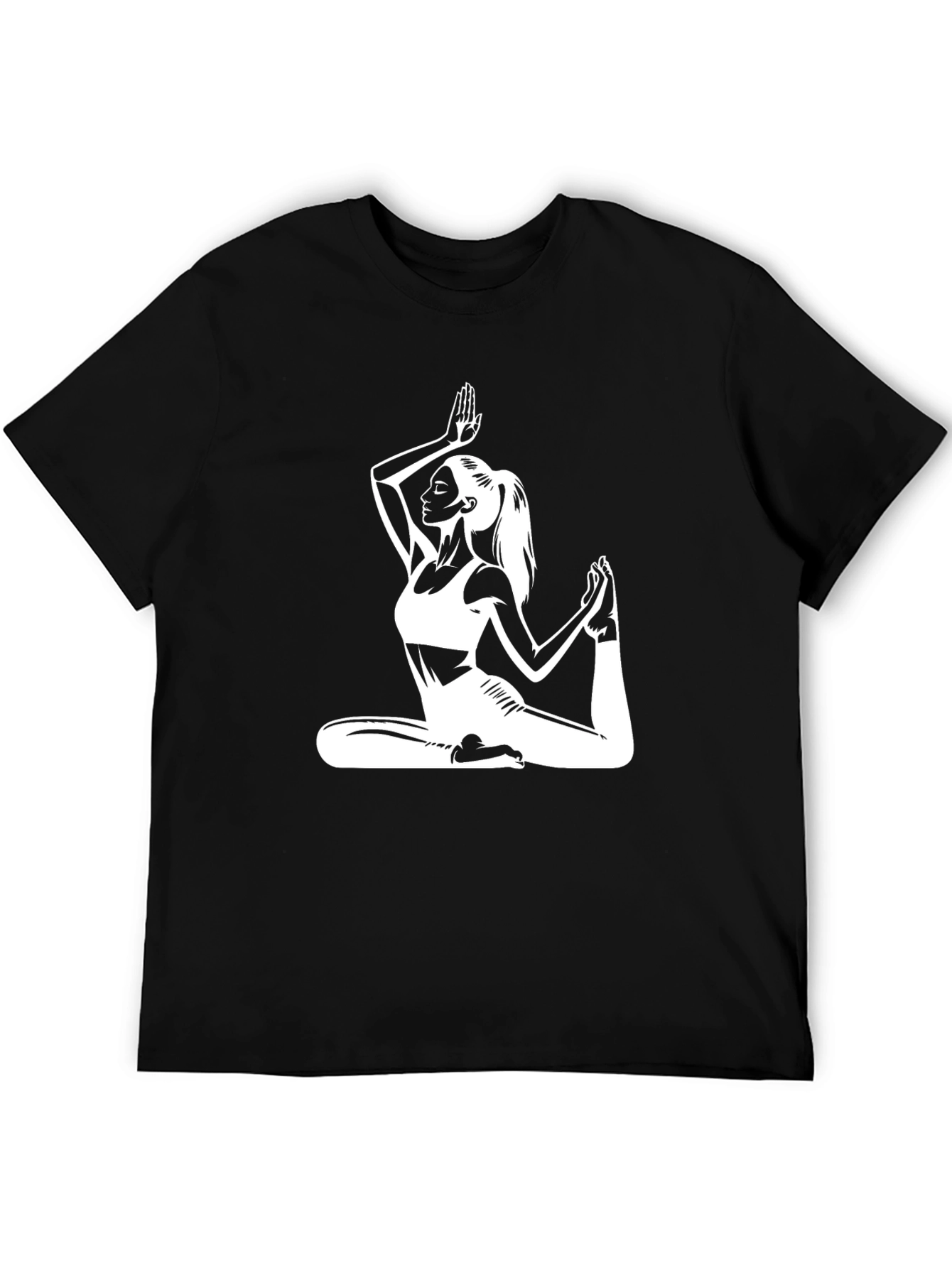 Yoga Pose Graphic Tee - Black Cotton T-Shirt