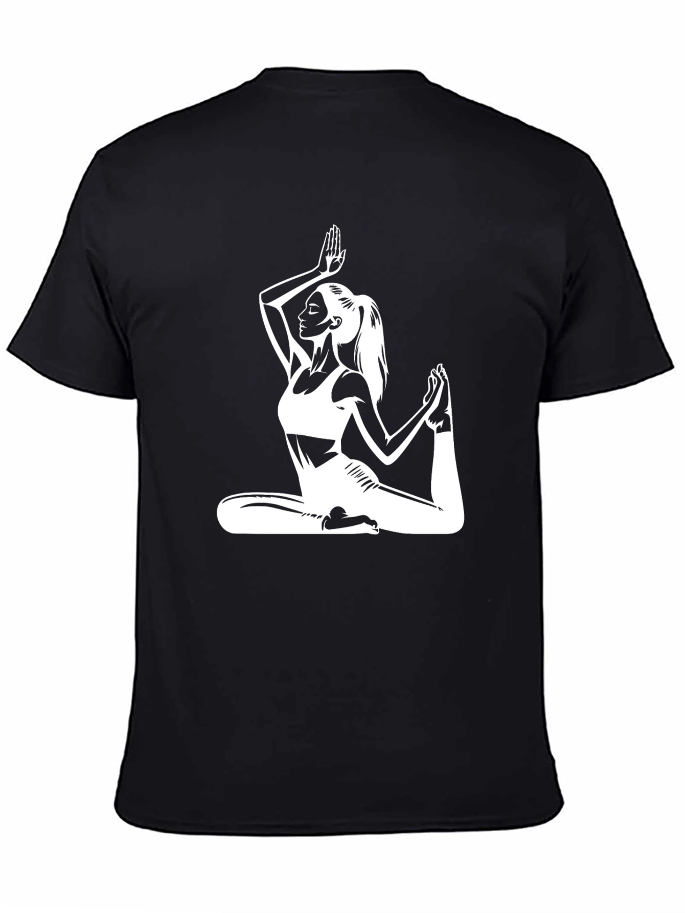 Yoga Pose Graphic Tee - Black Cotton T-Shirt