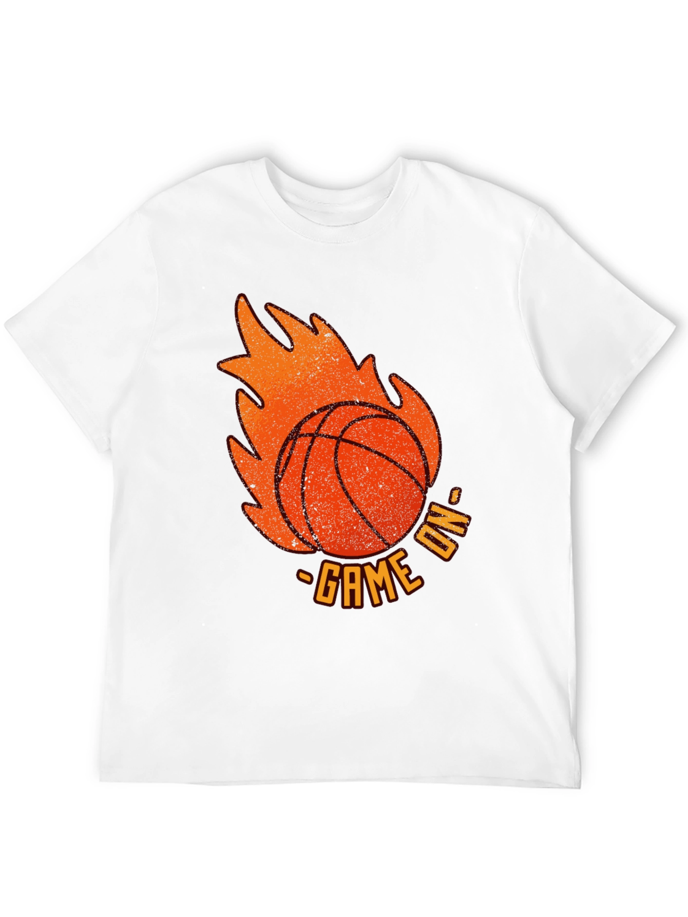 Game On Basketball Flame Graphic Tee - Black
