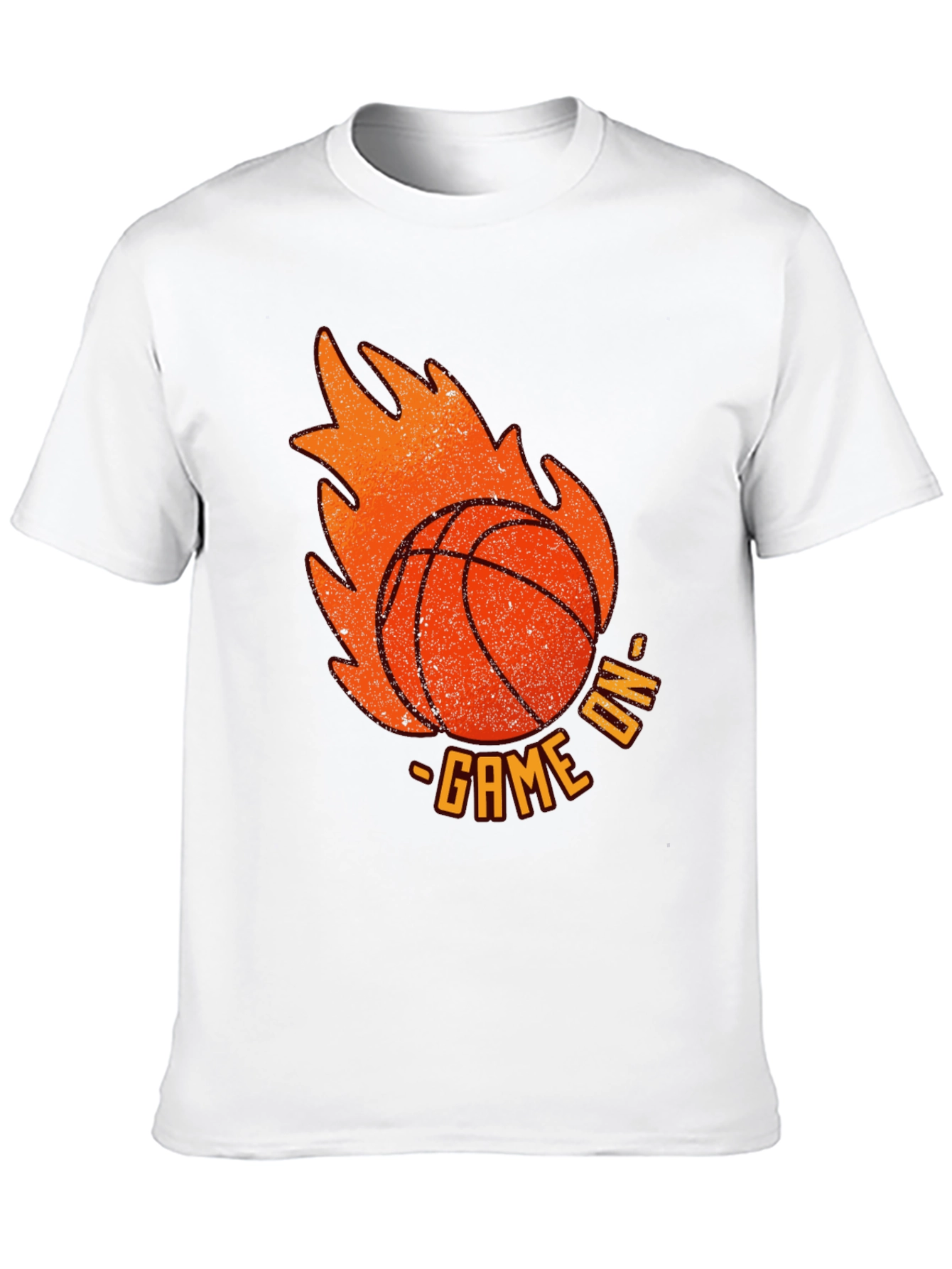 Game On Basketball Flame Graphic Tee - Black