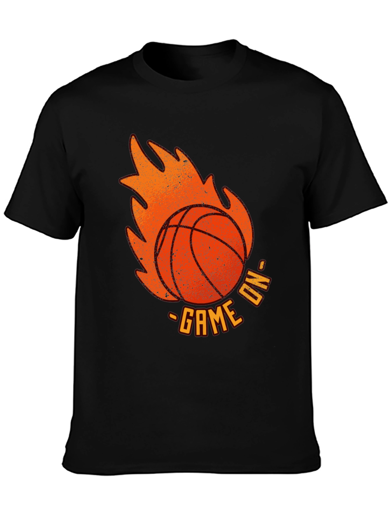 Game On Basketball Flame Graphic Tee - Black