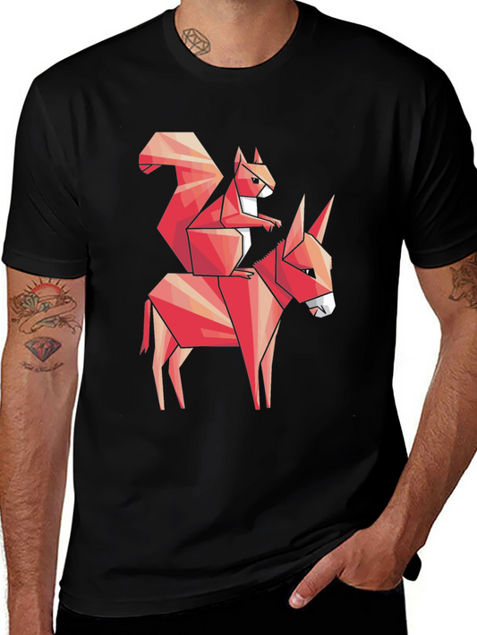 Geometric Squirrel Donkey Graphic T-Shirt