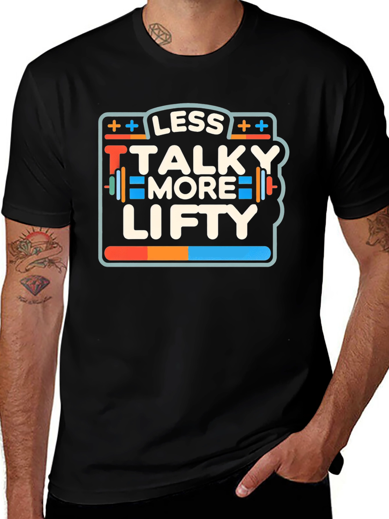Less Talky More Lifty Black Graphic T-Shirt