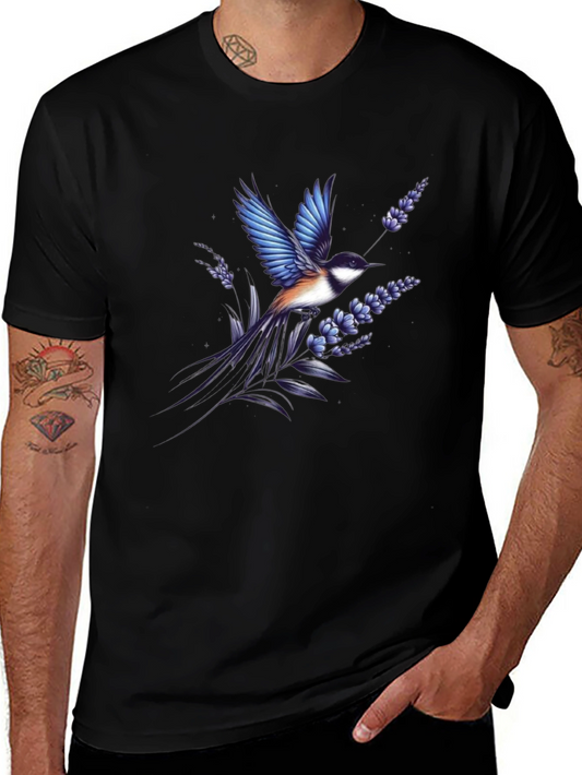 Bird and Lavender Print T-Shirt