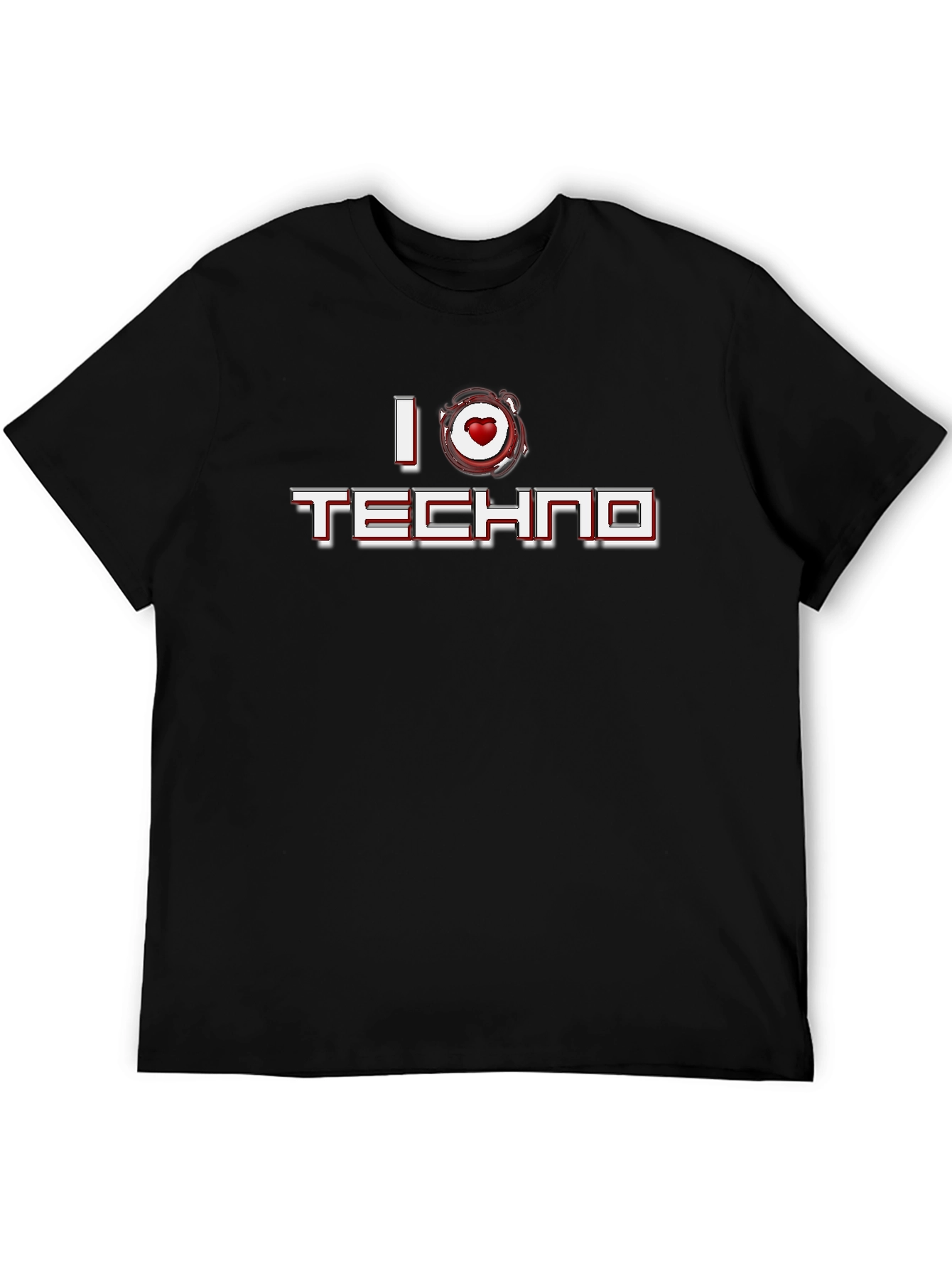 I Love Techno T-Shirt - Black Crew Neck