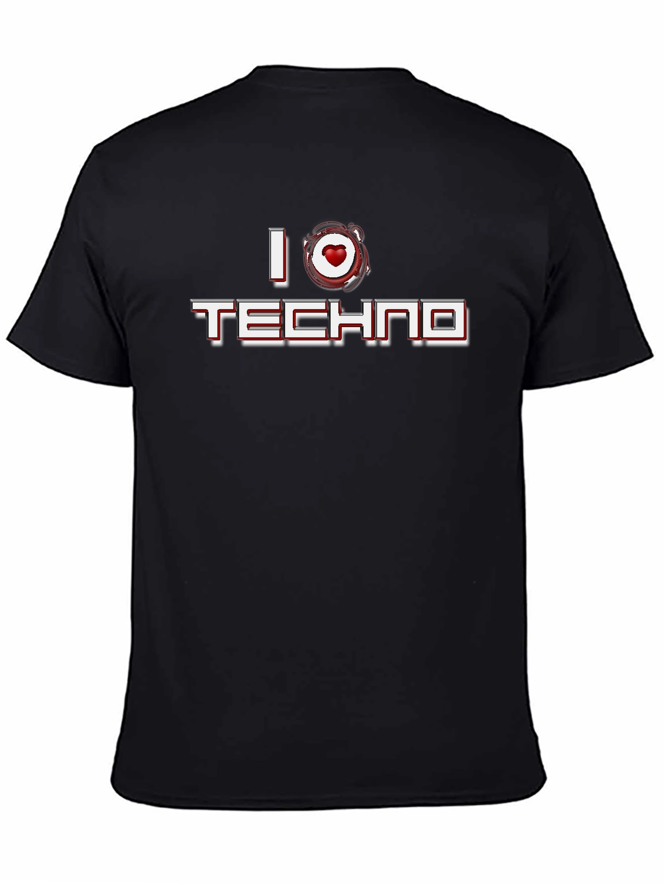 I Love Techno T-Shirt - Black Crew Neck