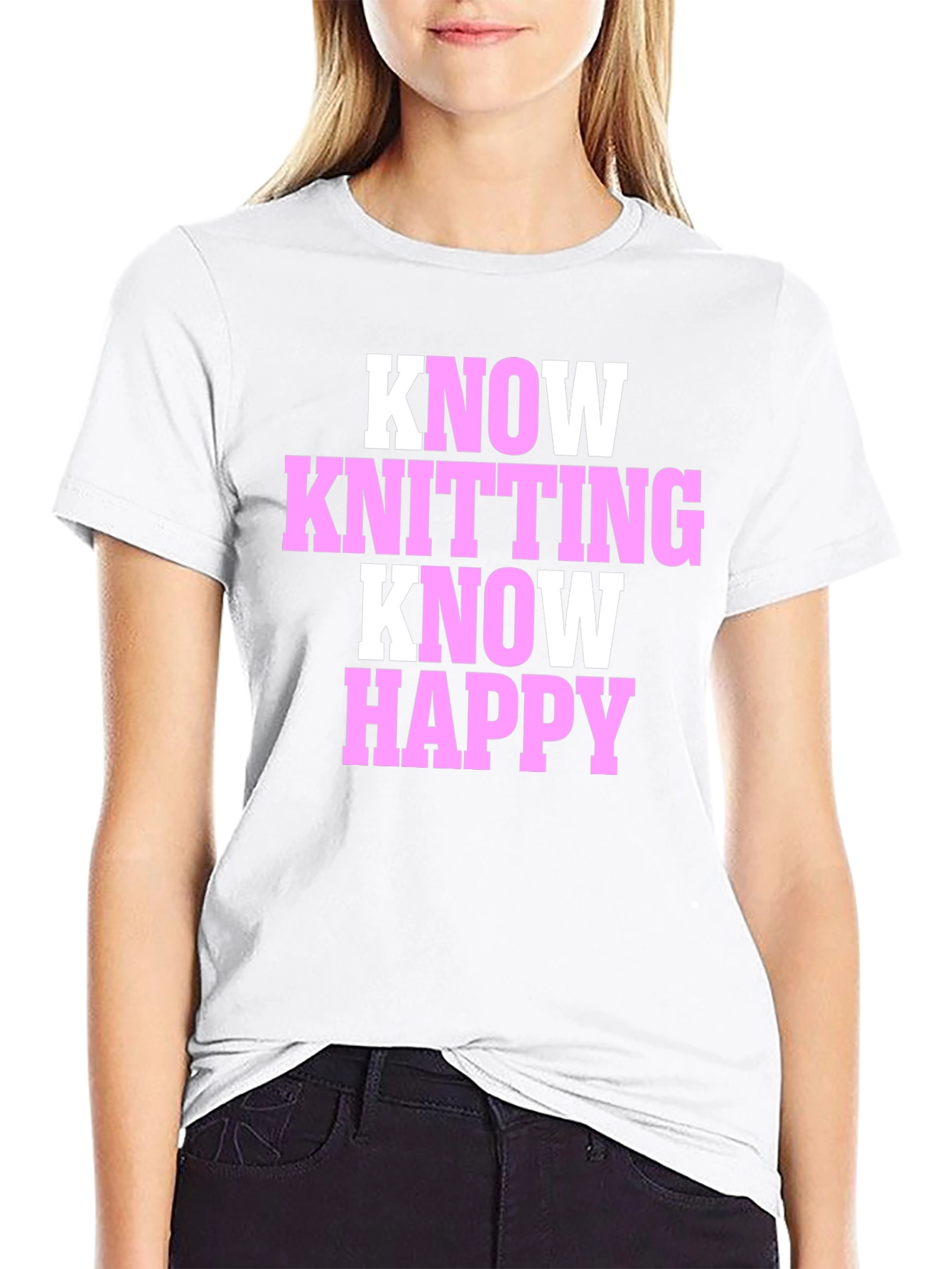Know Knitting Know Happy Black T-Shirt