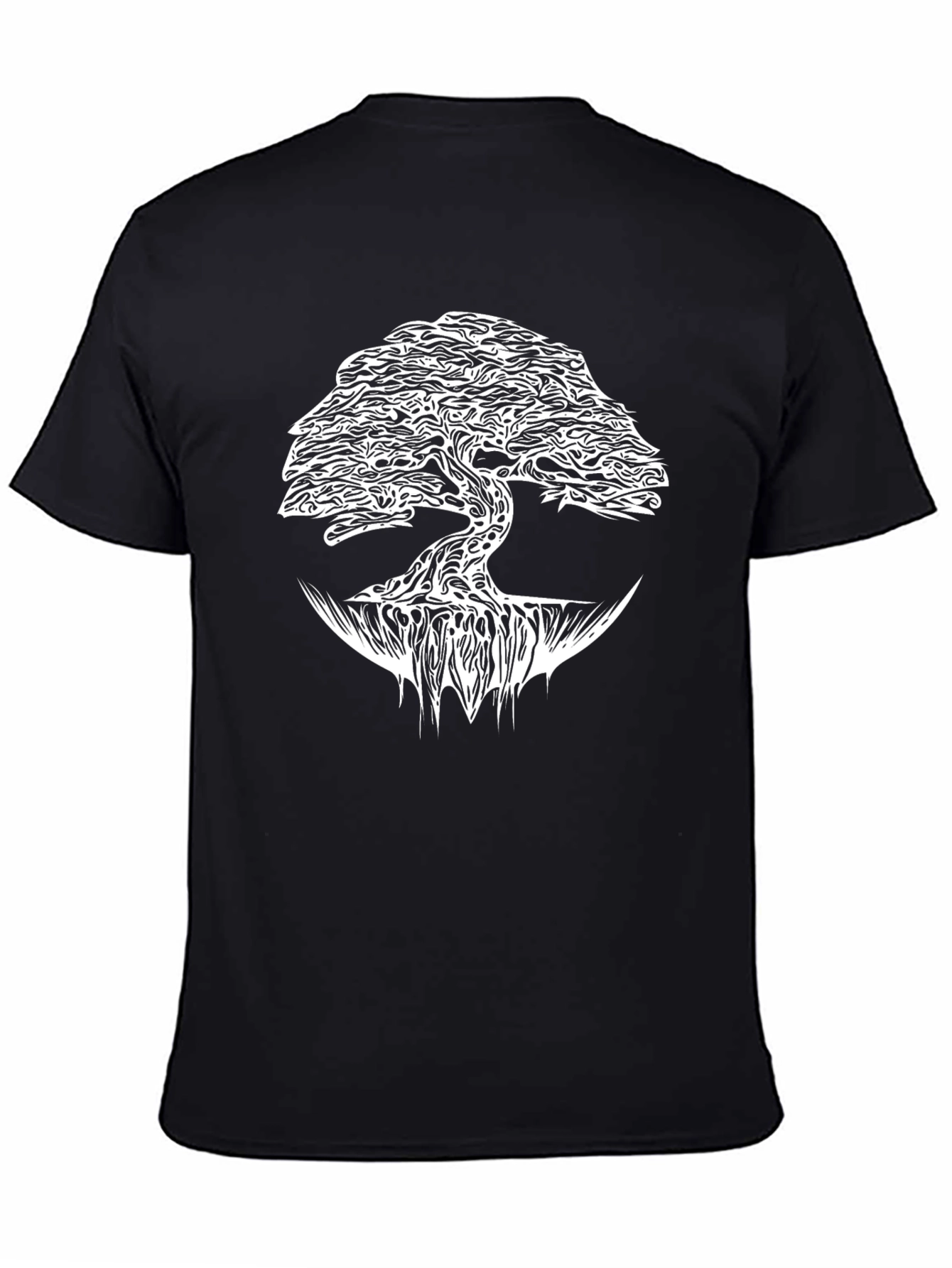 Black T-Shirt with White Tree of Life Graphic