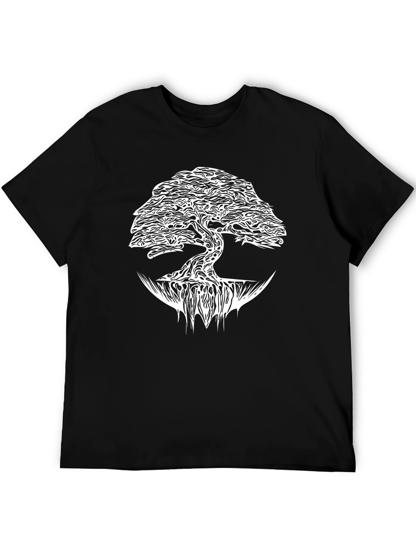 Black T-Shirt with White Tree of Life Graphic