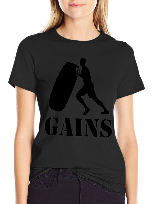 Gains Gym Workout T-Shirt - Black Fitness Tee