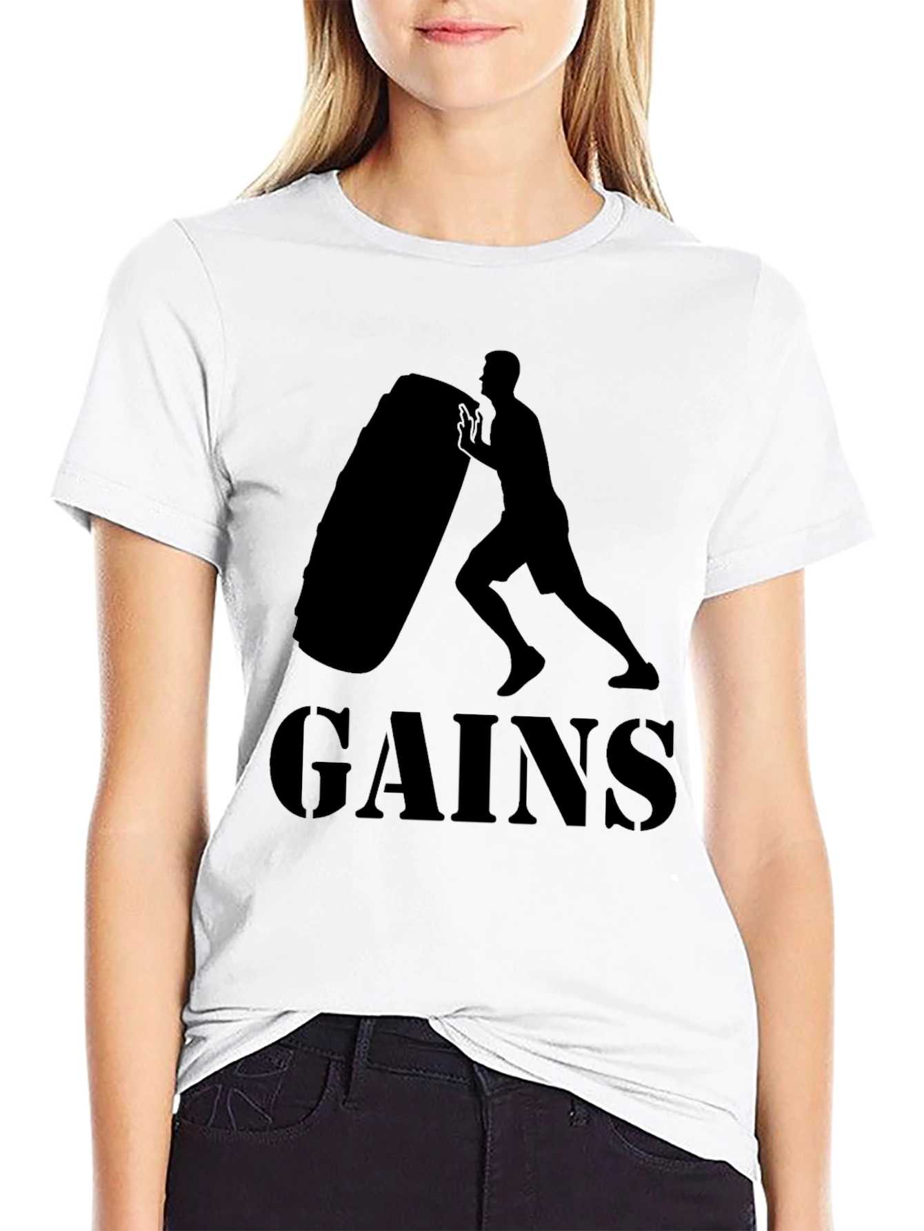 Gains Gym Workout T-Shirt - Black Fitness Tee