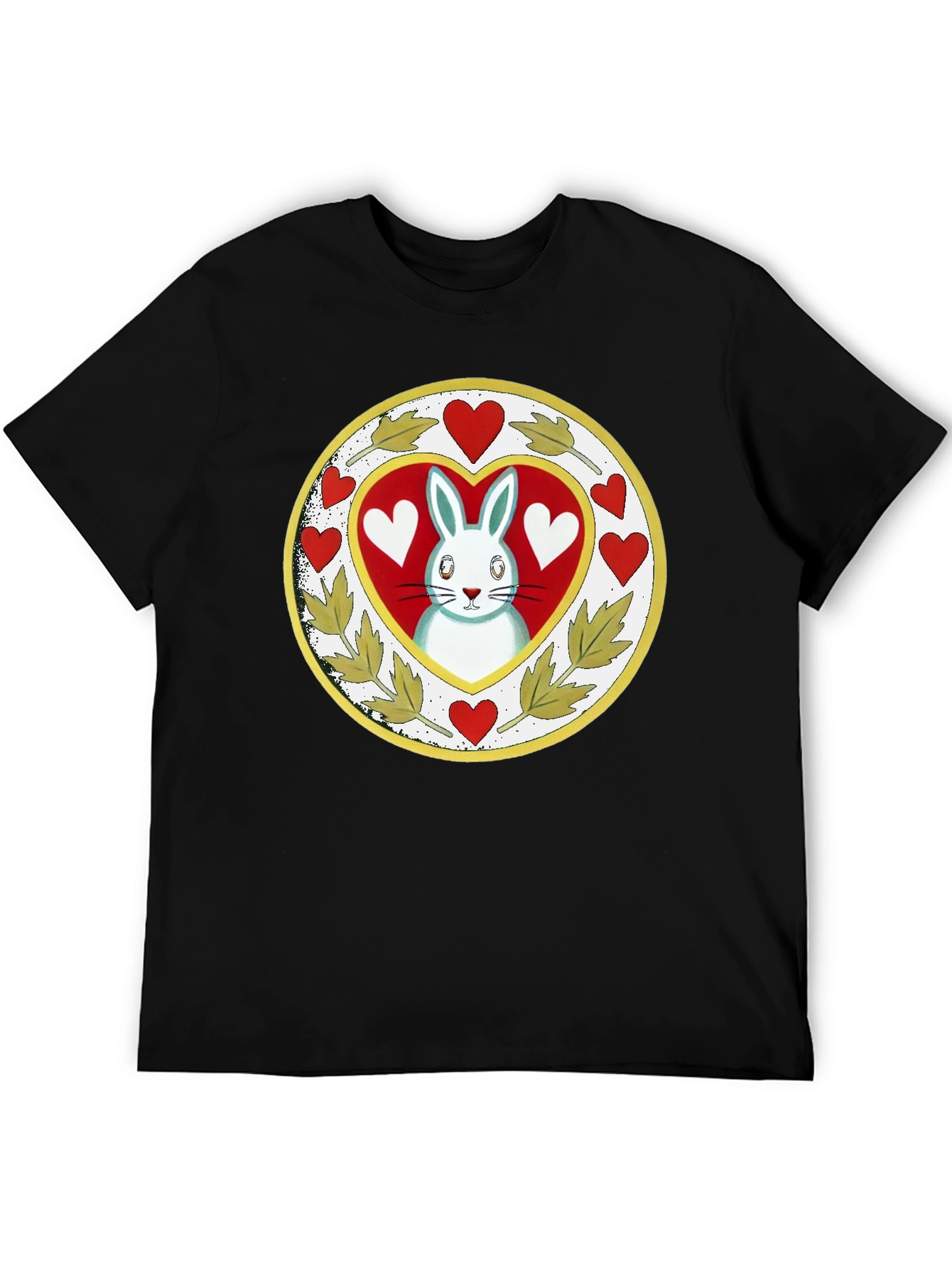 Rabbit Heart Graphic Tee - Black Cotton Blend