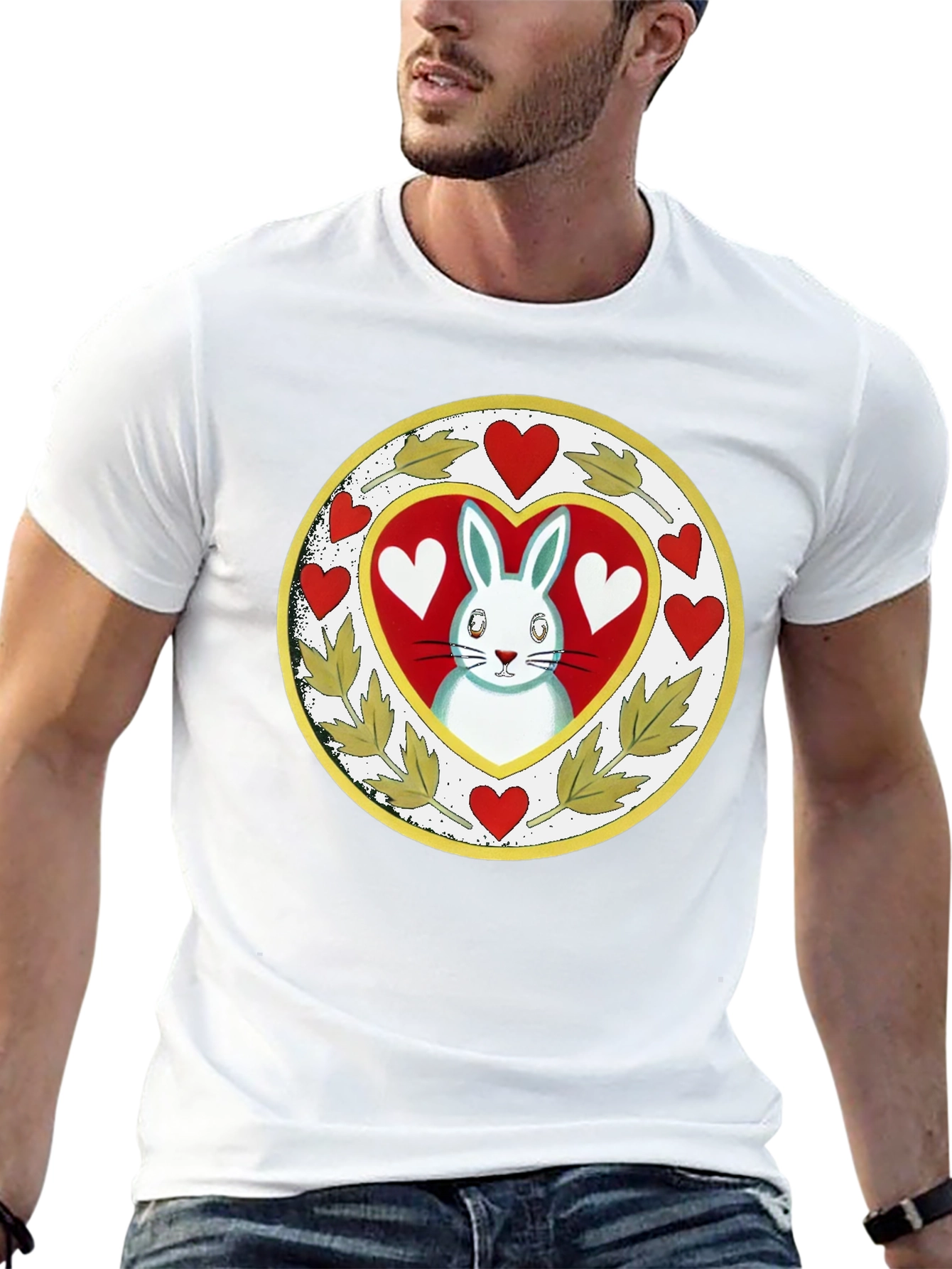 Rabbit Heart Graphic Tee - Black Cotton Blend
