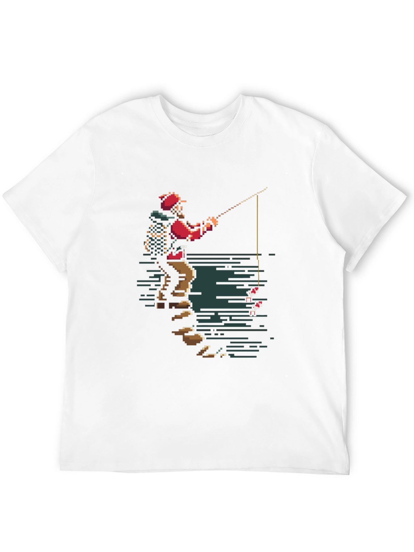 Pixel Fisherman Graphic Tee - Retro Style