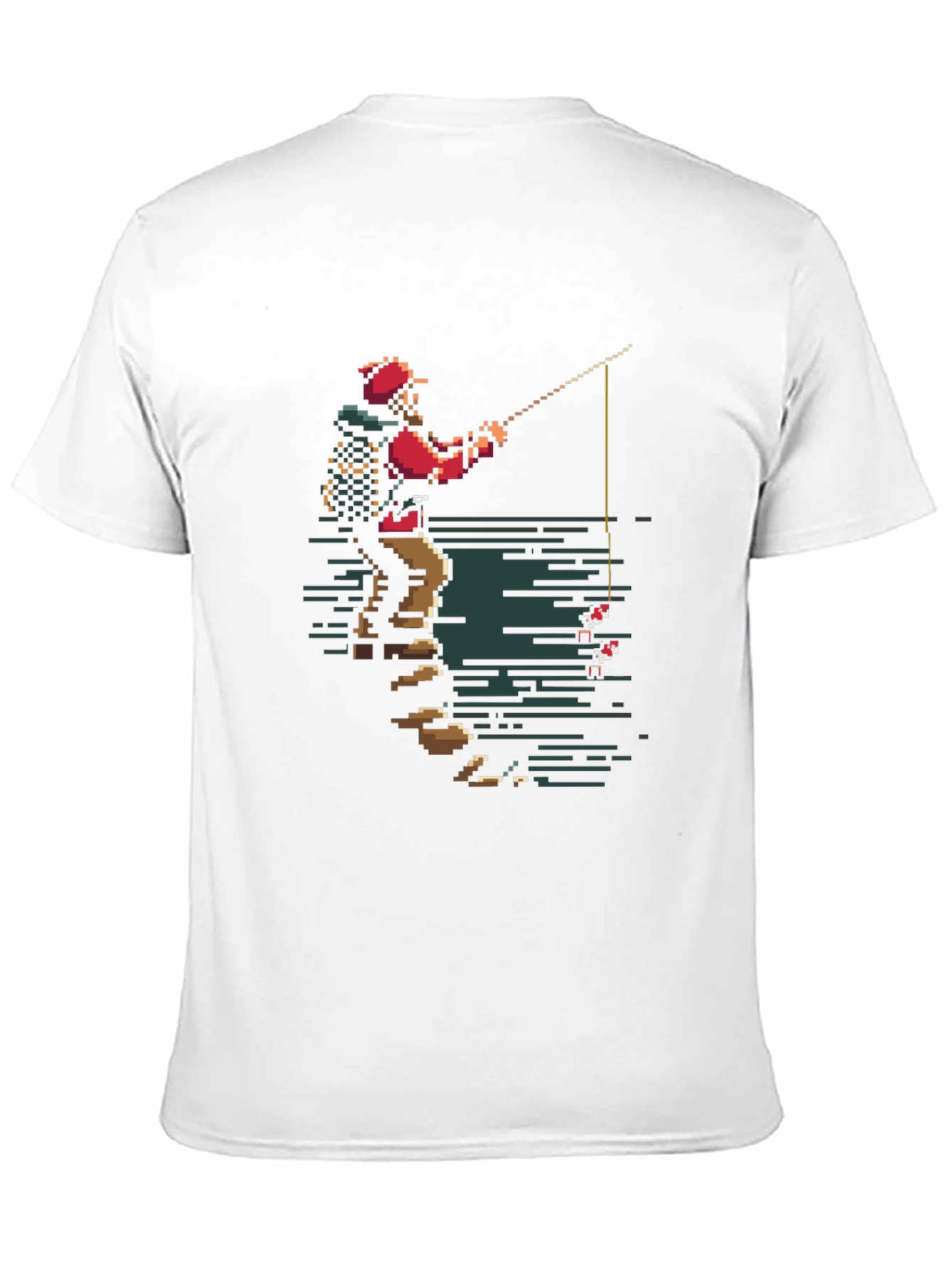 Pixel Fisherman Graphic Tee - Retro Style